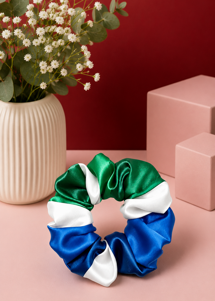 Blue, Green &amp; White- Extra Large Scrunchie