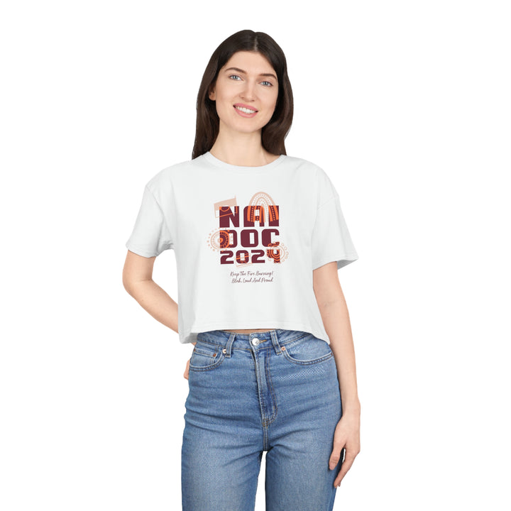 Our Fire Burns On! NAIDOC 2024 - Women's Crop Tee
