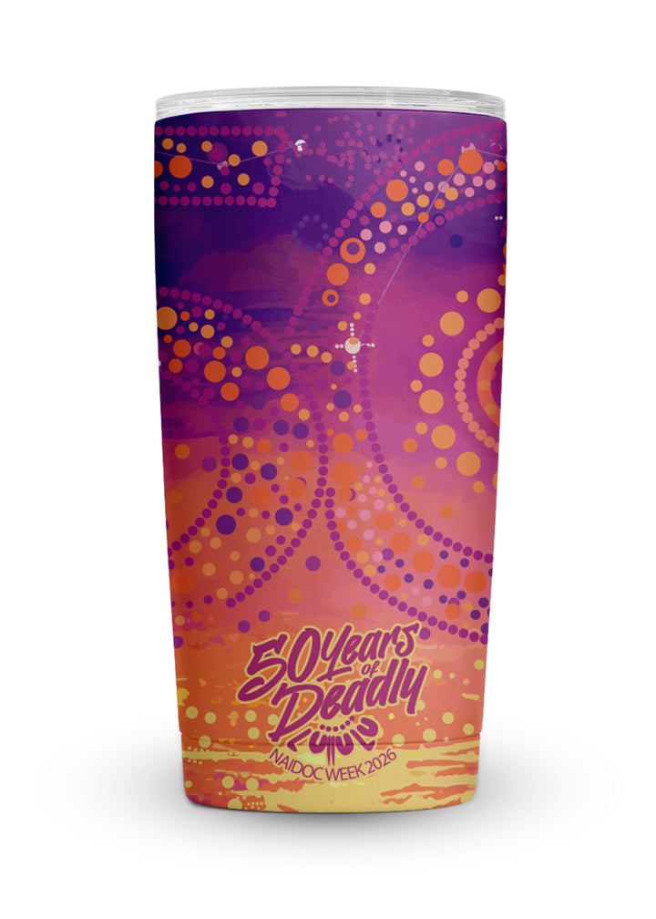 50 Years Deadly – NAIDOC 2026 Vacuum Insulated Magnetic Lid Tumbler (20oz)