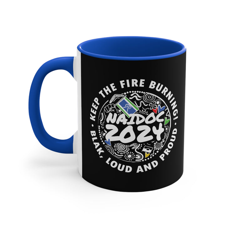 Land, Sea and Sky NAIDOC 2024 - Colourful Accent Mug (Black)