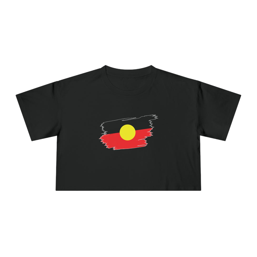 Brushstroke Aboriginal Flag - Women's Crop Tee