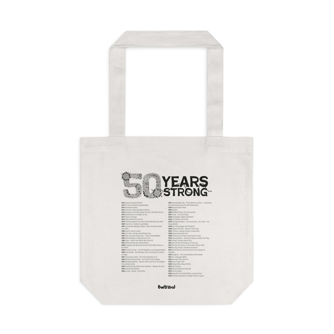 50-Year Commemoration (black/white) - NAIDOC 2025 Cotton Tote Bag