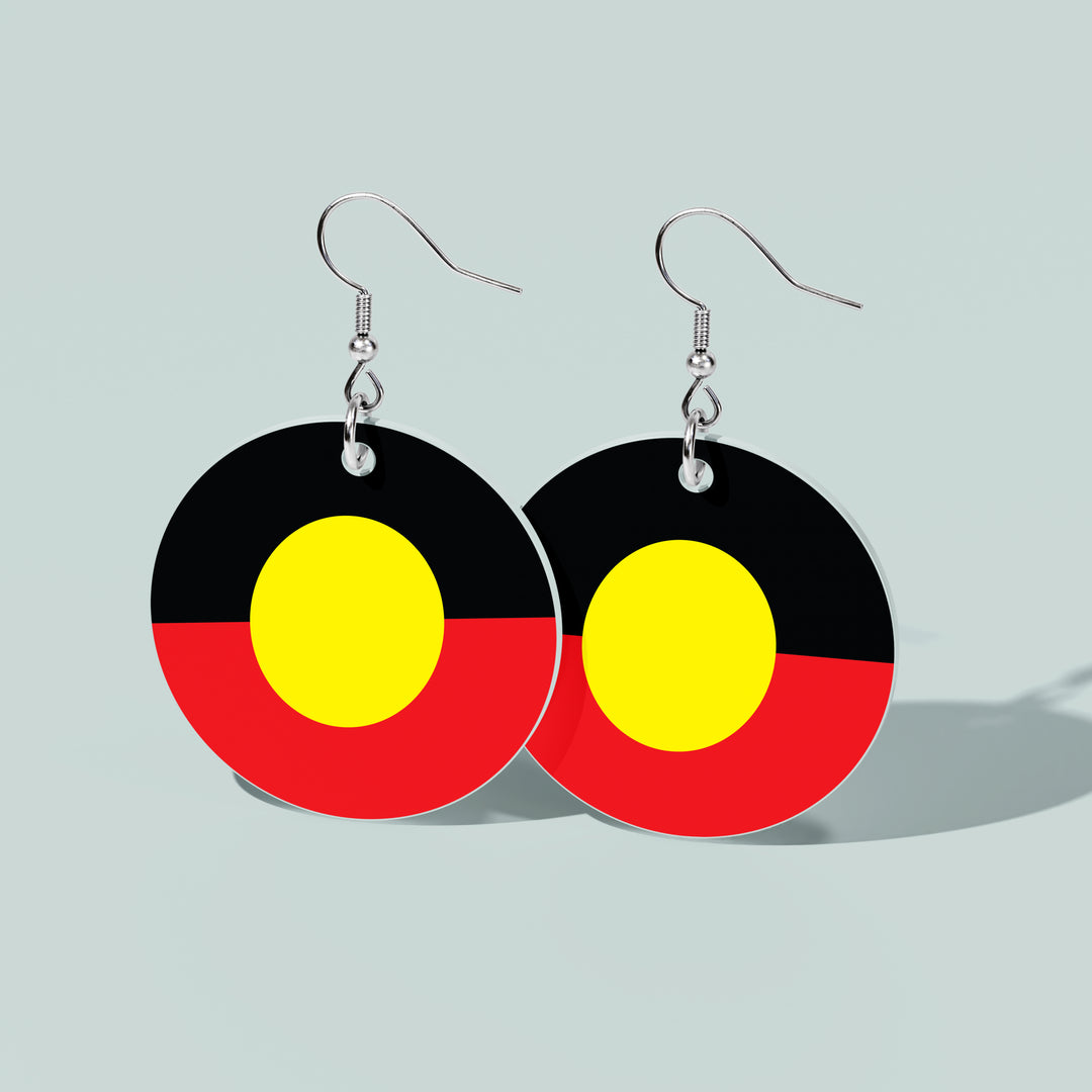 Aboriginal Flag - Round Earrings