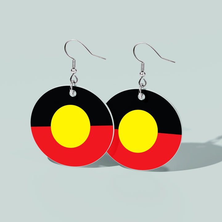 Aboriginal Flag - Round Earrings