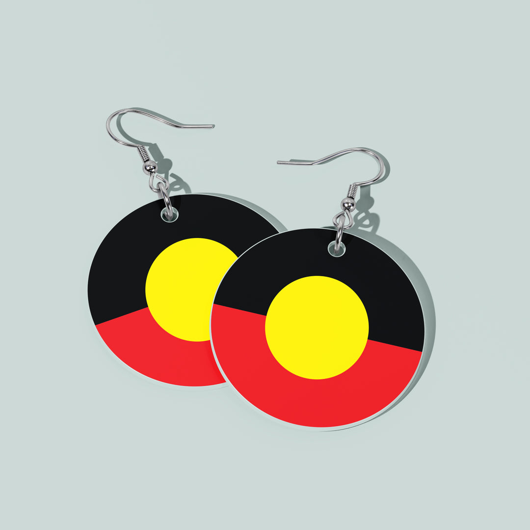 Aboriginal Flag - Round Earrings