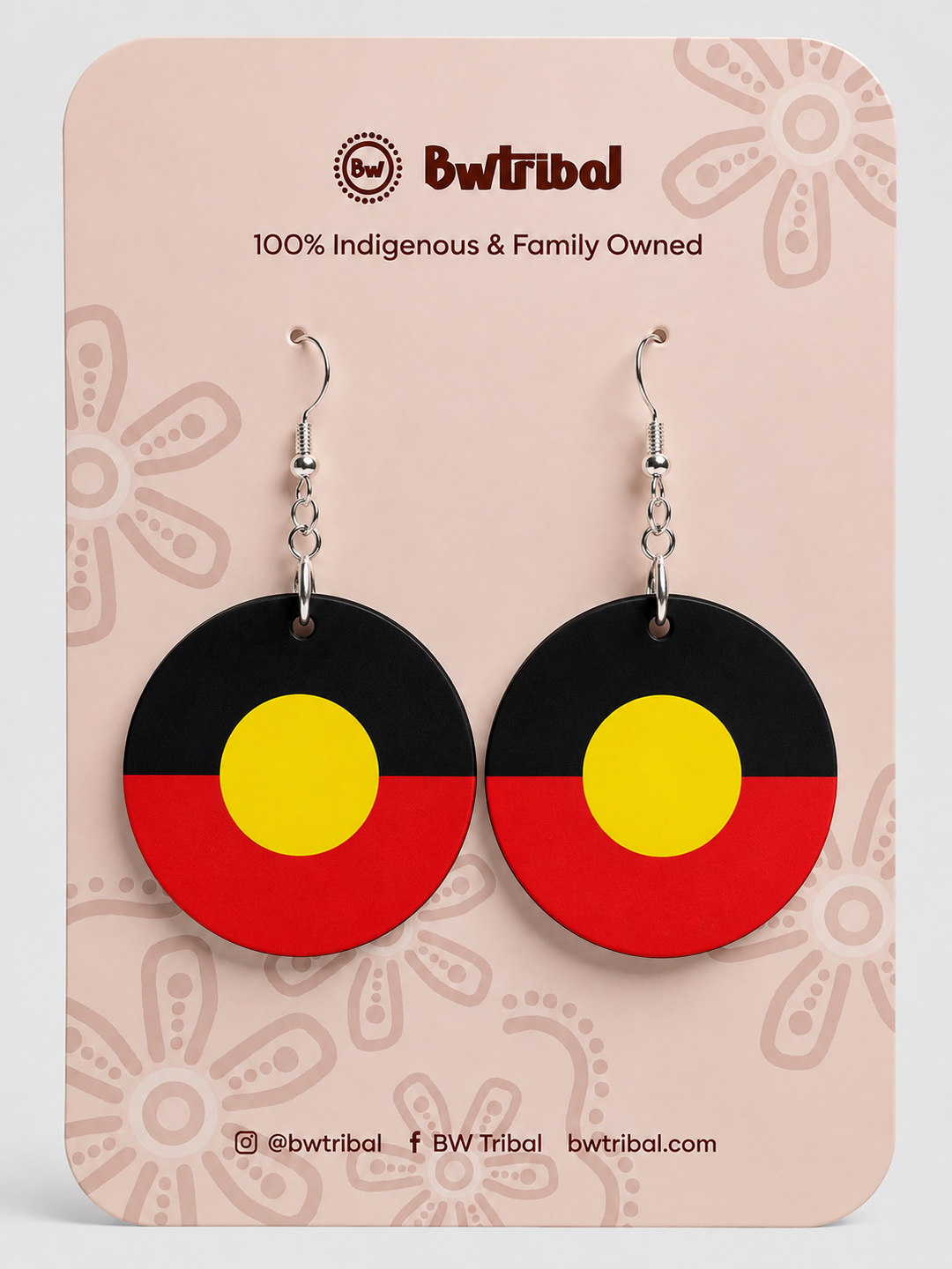 Aboriginal Flag - Round Earrings