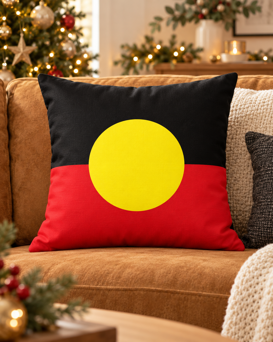 Aboriginal Flag - Cushion Cover