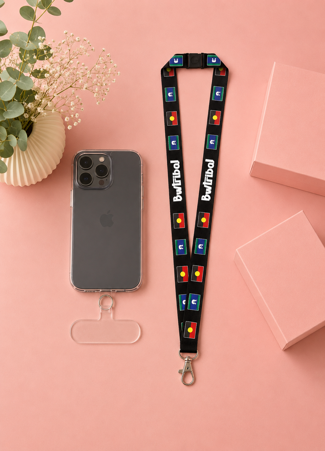 ABORIGINAL AND TORRES STRAIT ISLANDER FLAGS - LANYARD + PHONE CLIP