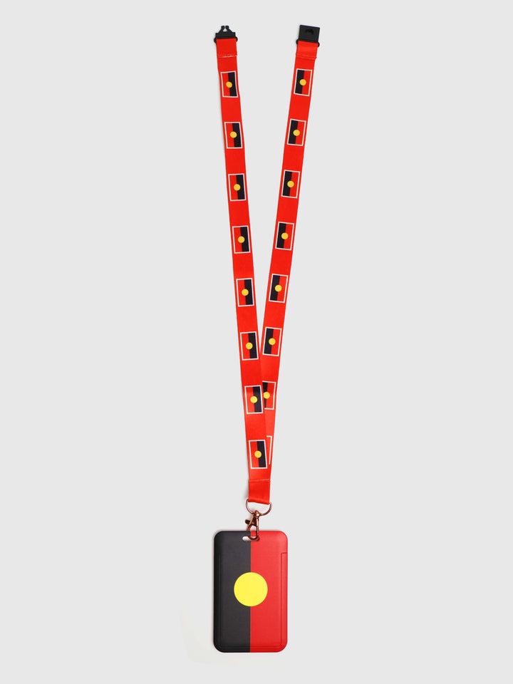 Aboriginal Flag - Lanyard + Card Holder Set