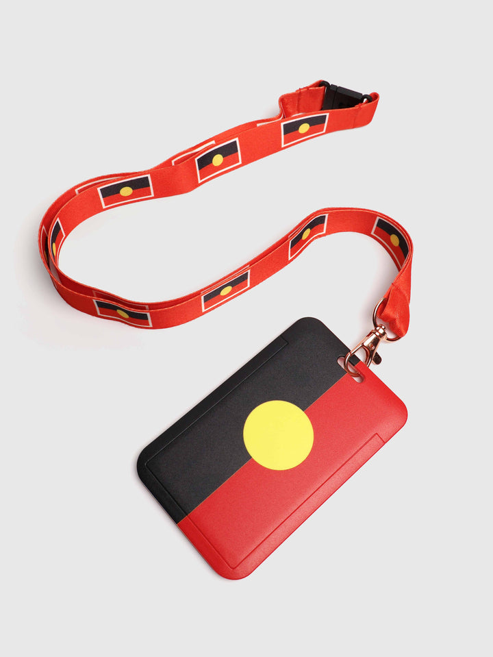 Aboriginal Flag - Lanyard + Card Holder Set