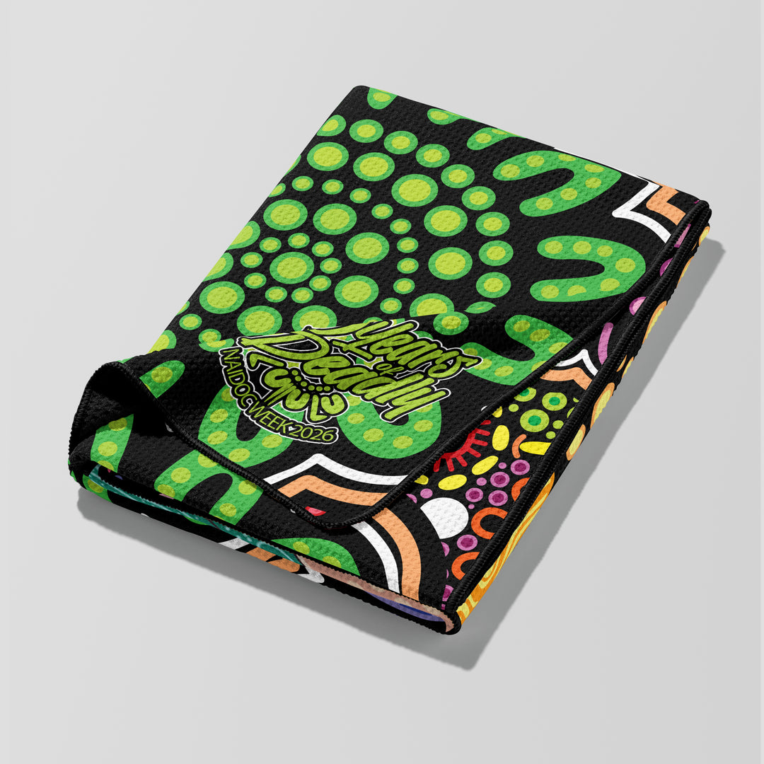 Still We Rise, Still We Shine - NAIDOC 2026 Waffle Fabric Gym Towel
