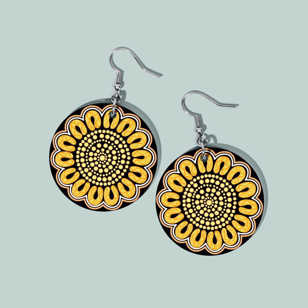 Still We Rise, Still We Shine –"Golden Sun" - NAIDOC 2026 Round Earrings