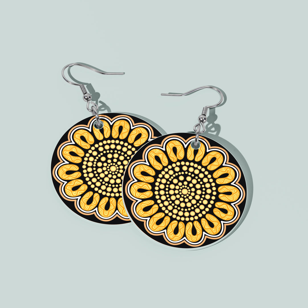 Still We Rise, Still We Shine –"Golden Sun" - NAIDOC 2026 Round Earrings