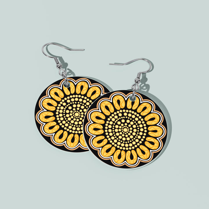 Still We Rise, Still We Shine –"Golden Sun" - NAIDOC 2026 Round Earrings