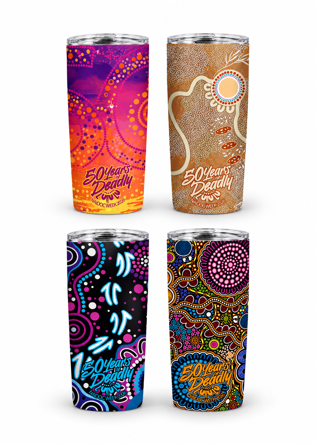 50 Years Deadly – NAIDOC 2026 Vacuum Tumbler (20oz) Insulated with Magnetic Lid