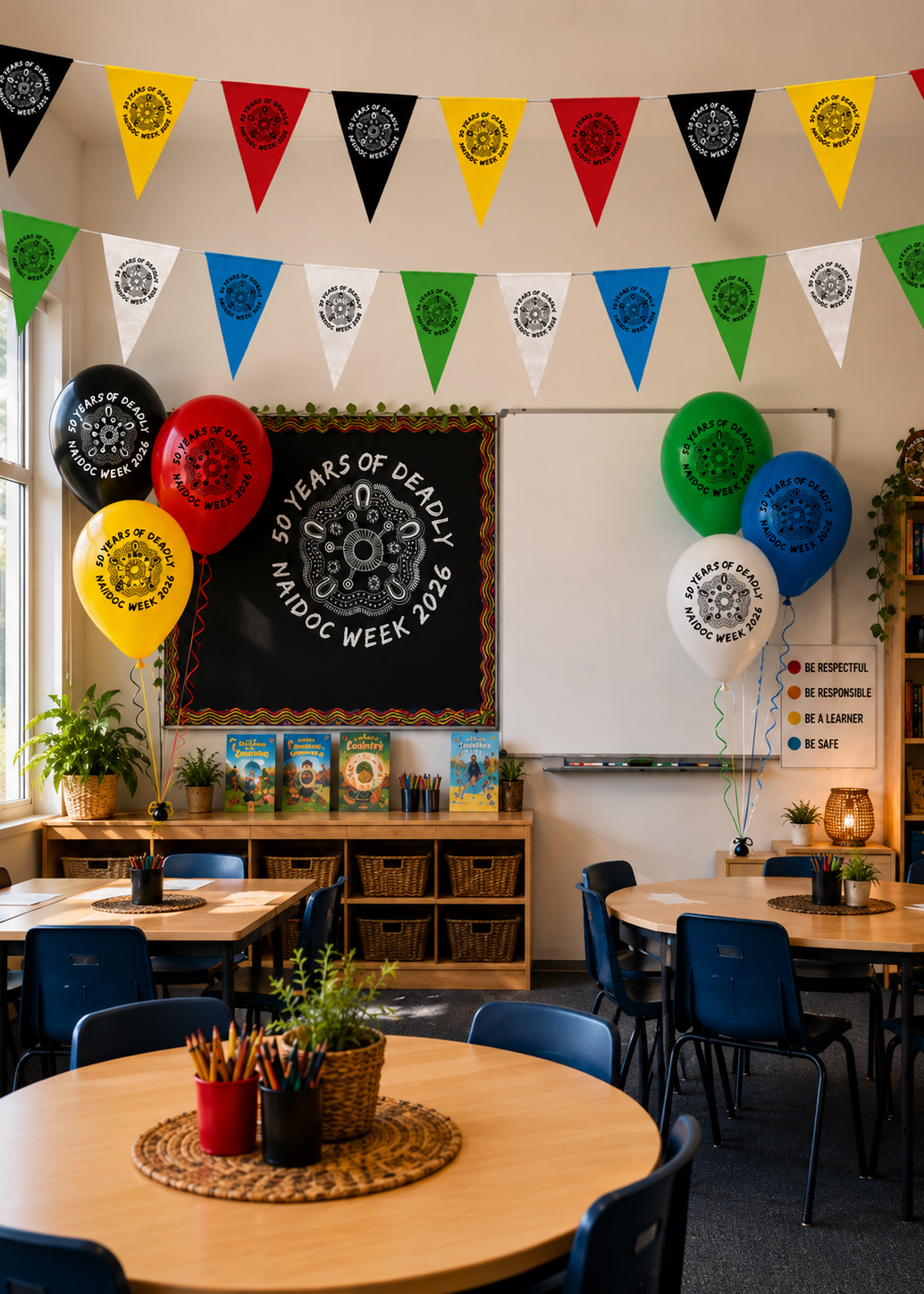 NAIDOC 2026  Event Decoration Pack (W/G/B) - Small