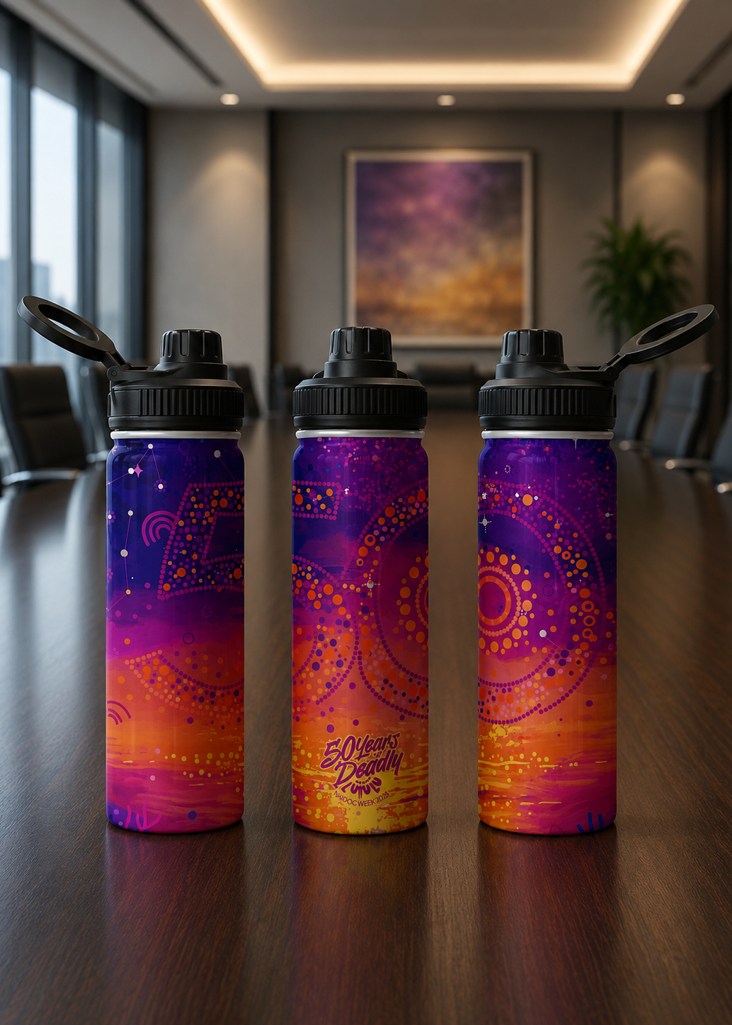 50 Years Deadly - NAIDOC 2026 Vacuum Bottle with Magnetic Booster Ring (18oz)