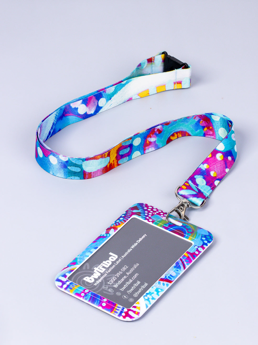 Journey - Lanyard + Card Holder with Aboriginal Art BW Tribal Journey - Lanyard + Card Holder with Aboriginal Art BW Tribal