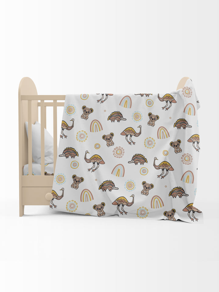 Native Friends (White) - Fitted Cot Sheet