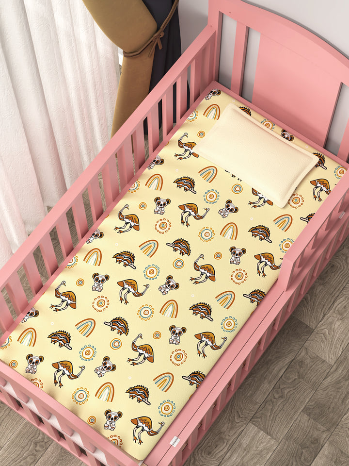 Native Friends (Yellow) - Fitted Cot Sheet