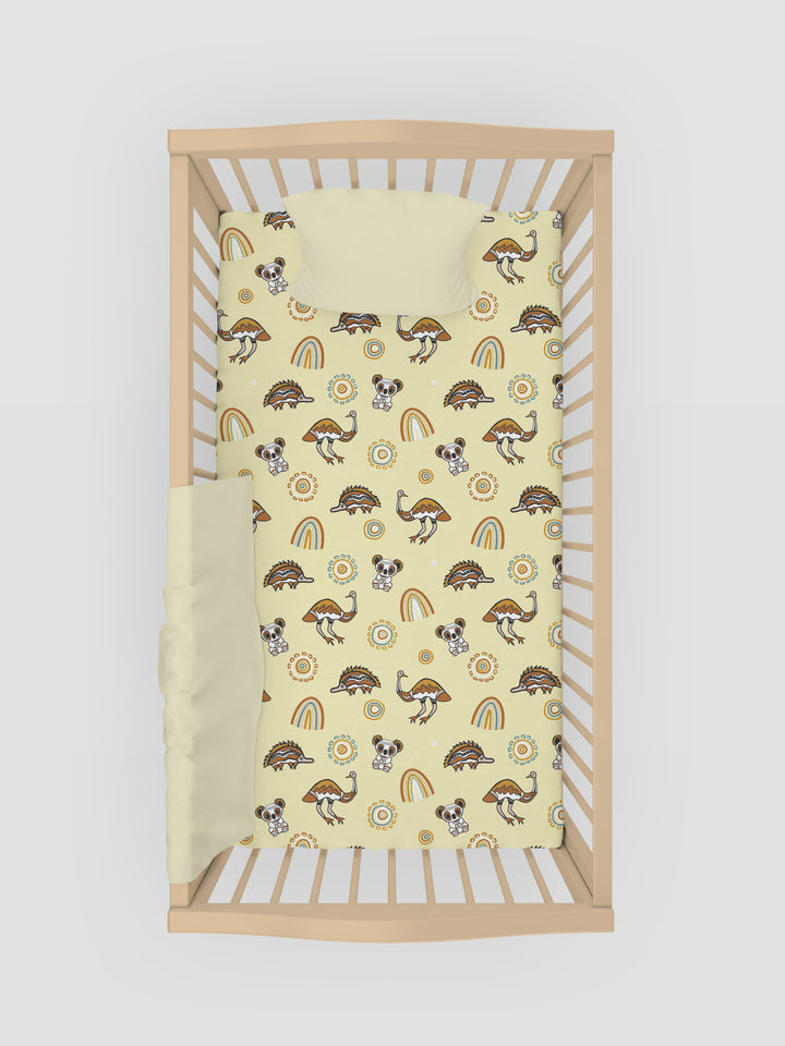 Native Friends (Yellow) - Fitted Cot Sheet