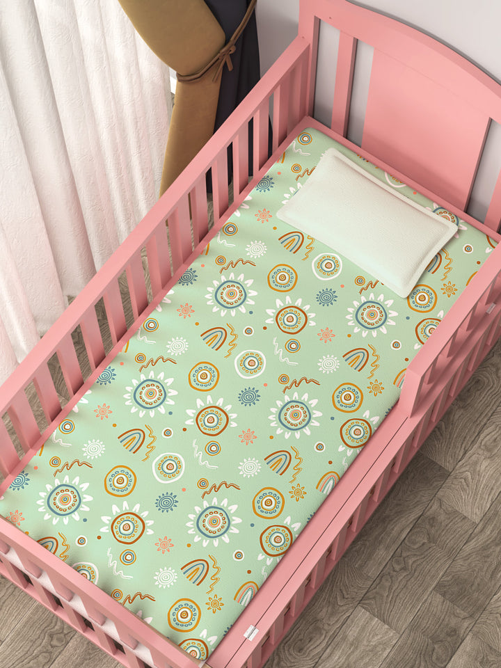 Sand Paintings (Green) - Fitted Cot Sheet