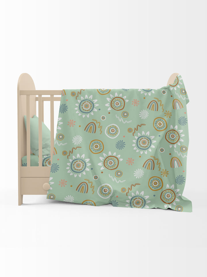 Sand Paintings (Green) - Fitted Cot Sheet