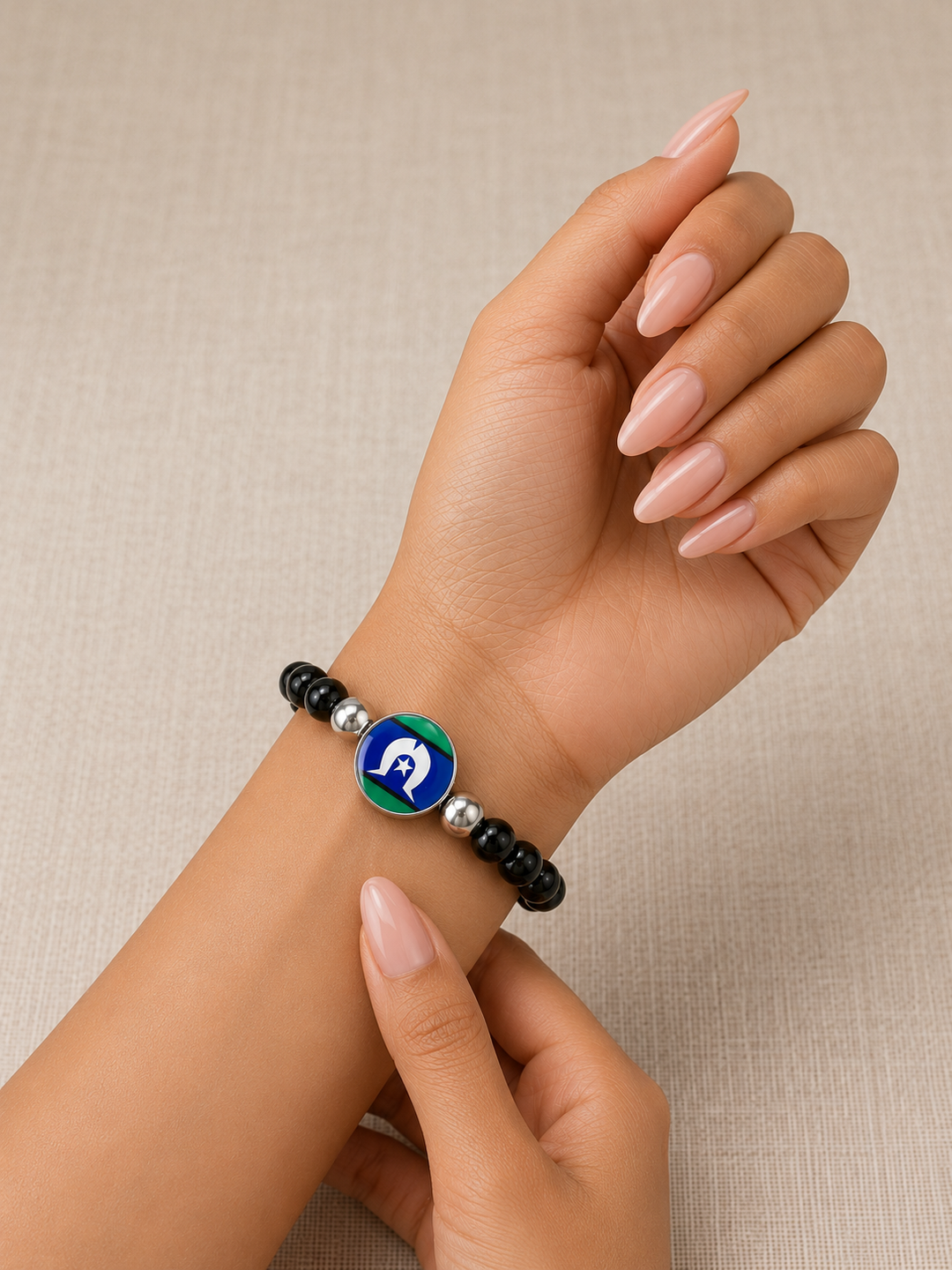 Beaded Stretch Wristband – Torres Strait Islander Flag