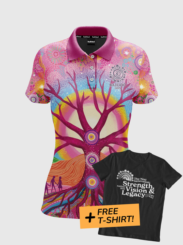 Deep Roots, Bright Future - NAIDOC 2025 Women's Polo + FREE T-SHIRT