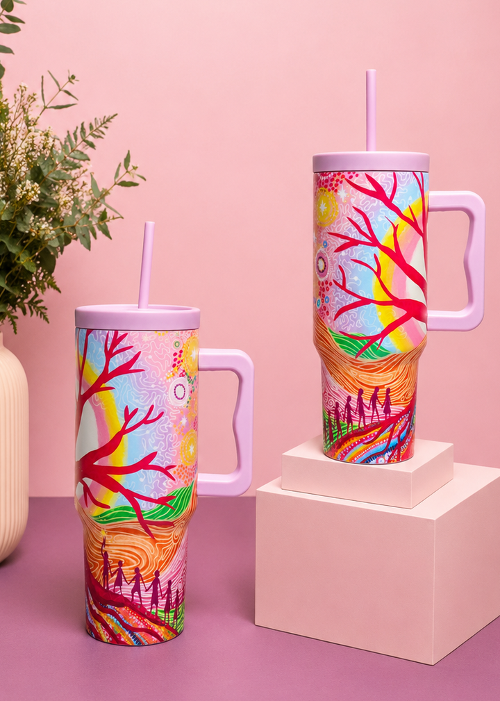 Deep Roots, Bright Future - NAIDOC 2025 Stainless Steel Tumbler + Straw