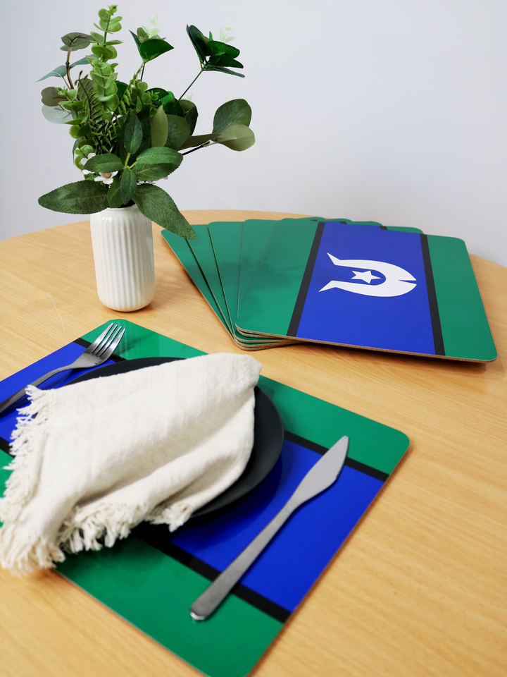 Torres Strait Islander Flag - Cork Placemats (6 Pack)