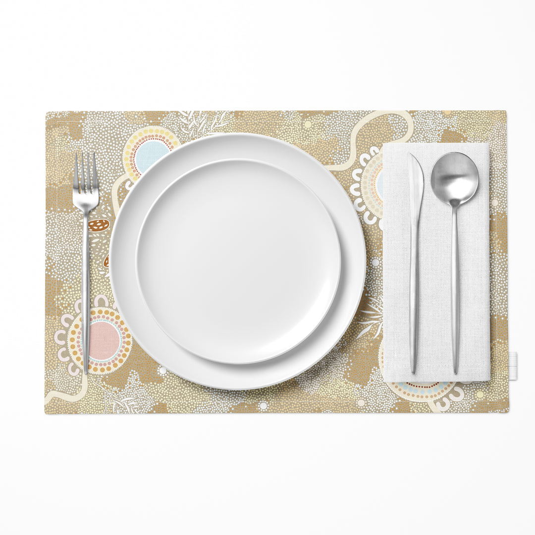 Ever Flowing – NAIDOC 2026 Linen Placemat Set Stronger Together (6 Pack)