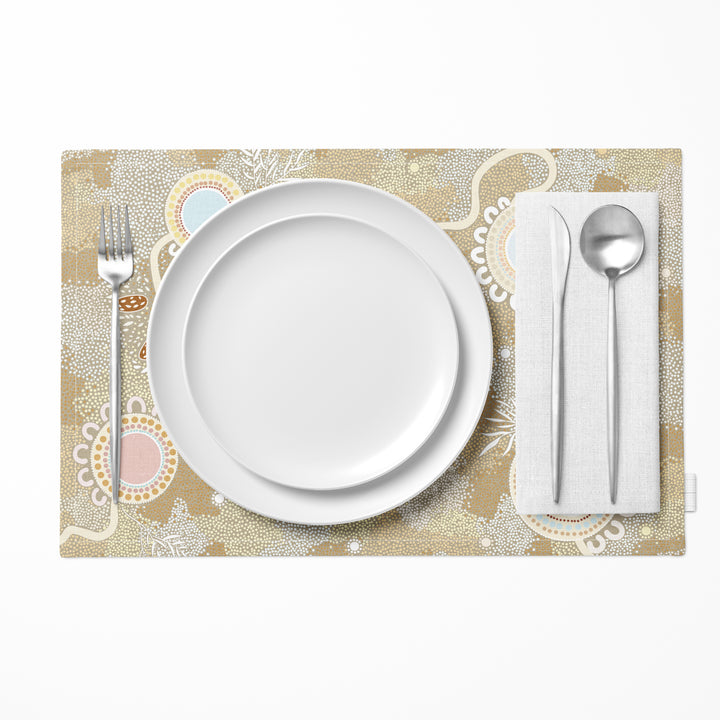 Ever Flowing – NAIDOC 2026 Linen Placemat Set Stronger Together (6 Pack)