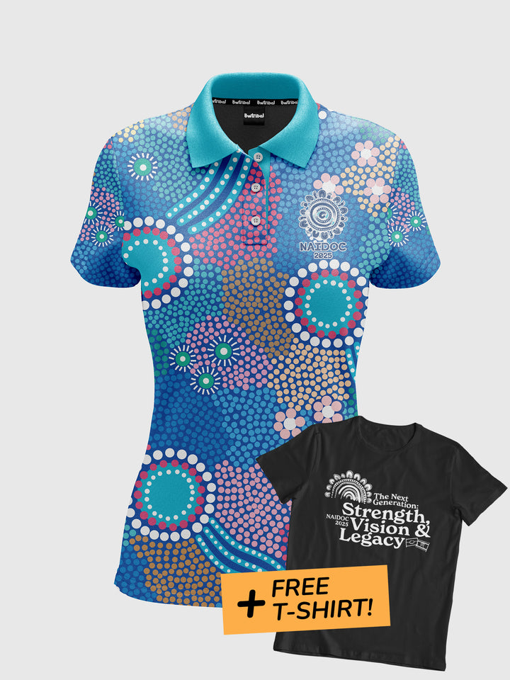 Old Ways Guiding New Paths - NAIDOC 2025 Women's Polo + FREE T-SHIRT