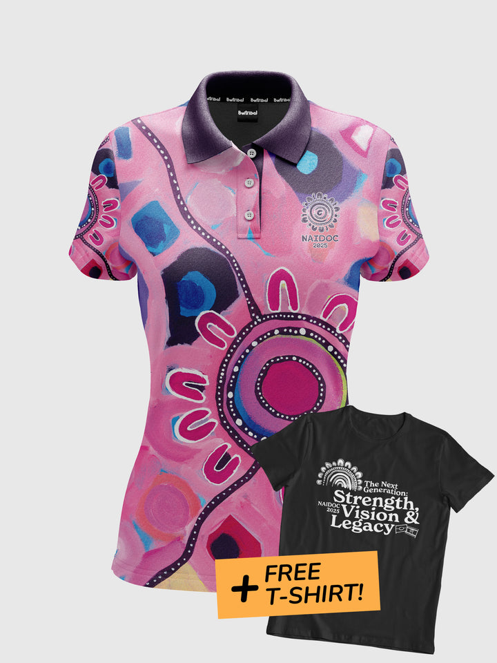 Meeting Place - Sharing Knowledge - NAIDOC 2025 Women's Polo + FREE T-SHIRT