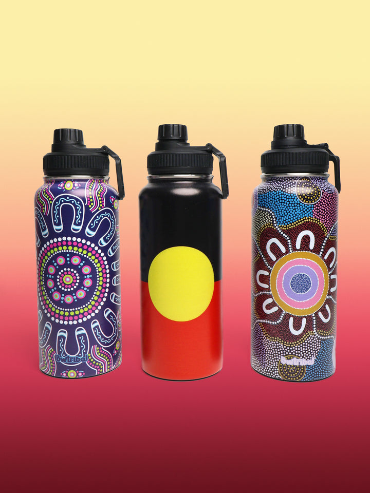 Aboriginal Flag - Vacuum Insulated Water Bottle (Large)