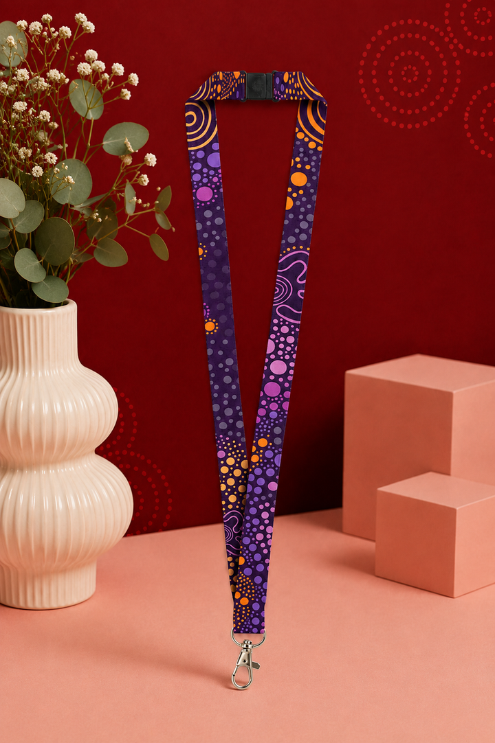PURPLE DESERT FLOWER - LANYARD + PHONE CLIP
