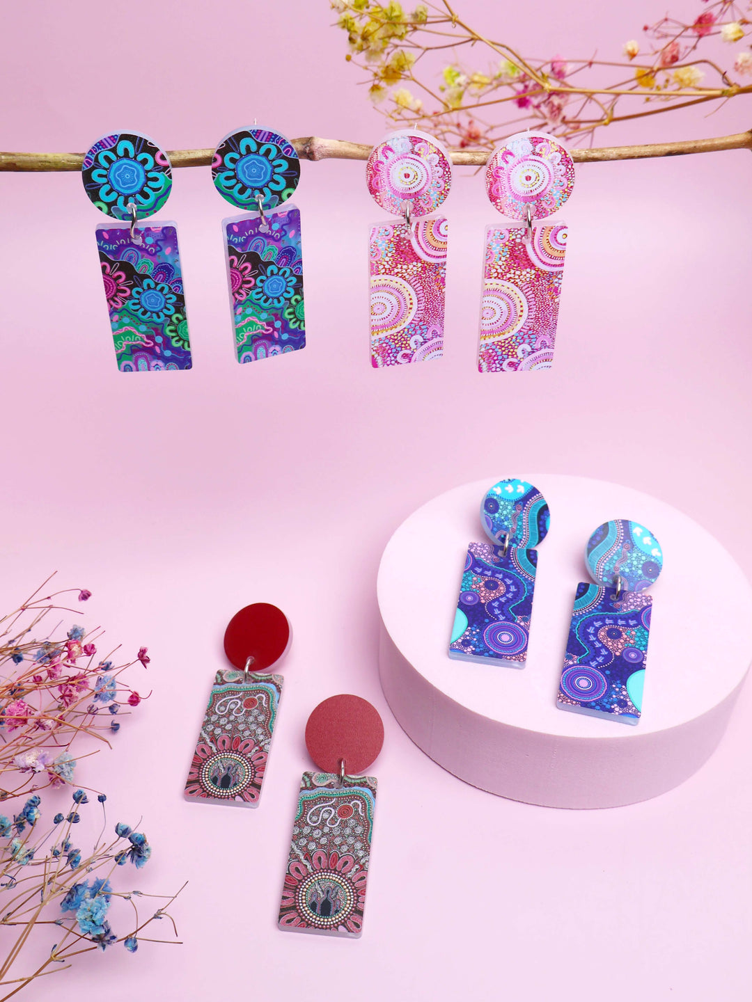 Family Strength - Rectangle Drop Earrings