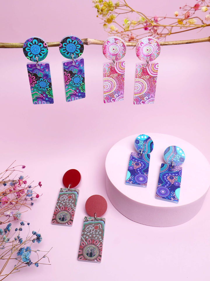 Family Strength - Rectangle Drop Earrings
