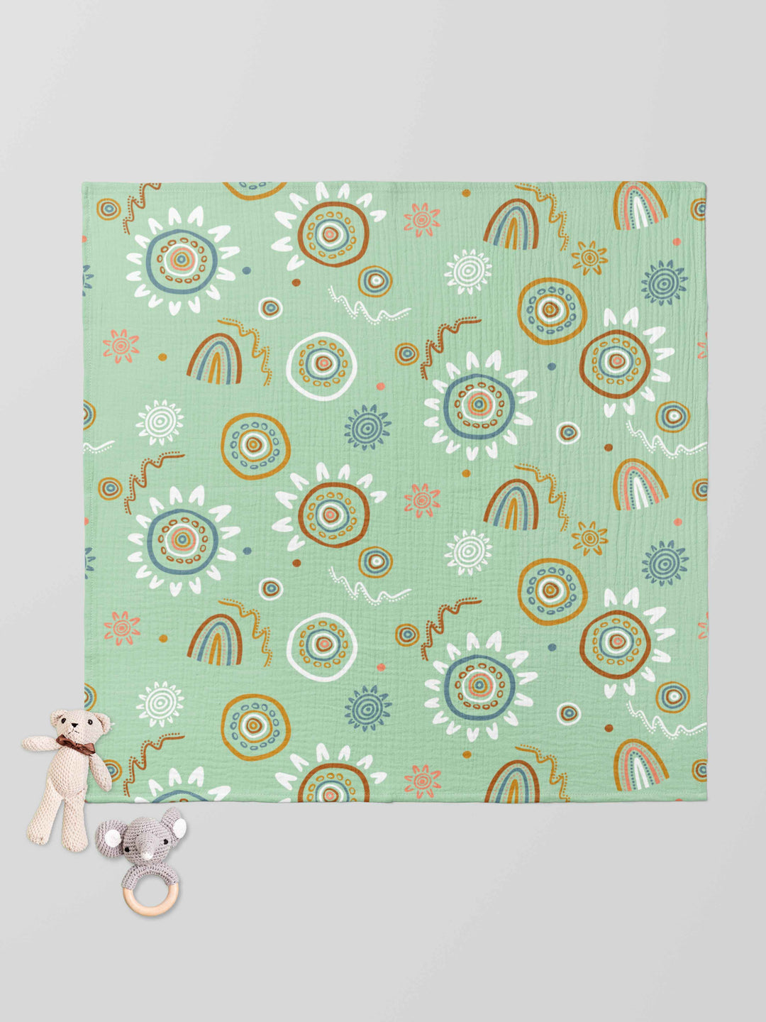 Sand Paintings (Green) - Muslin Baby Swaddle Wrap