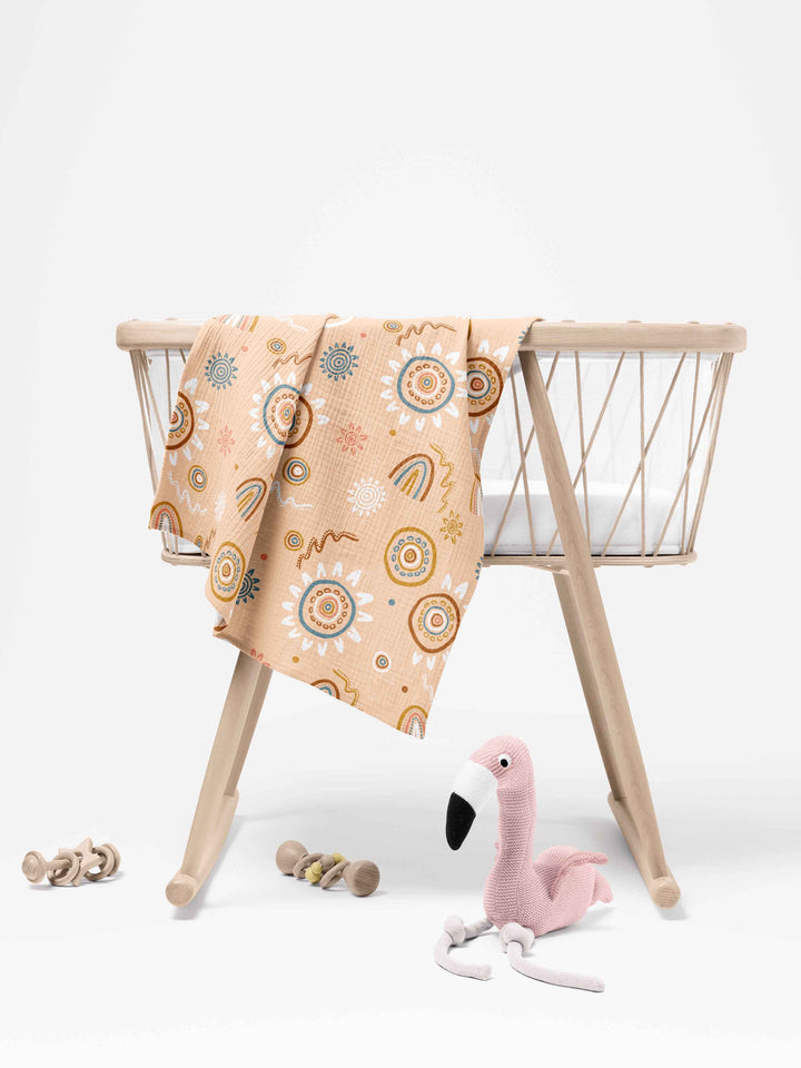 Sand Paintings (Orange) - Muslin Baby Swaddle Wrap