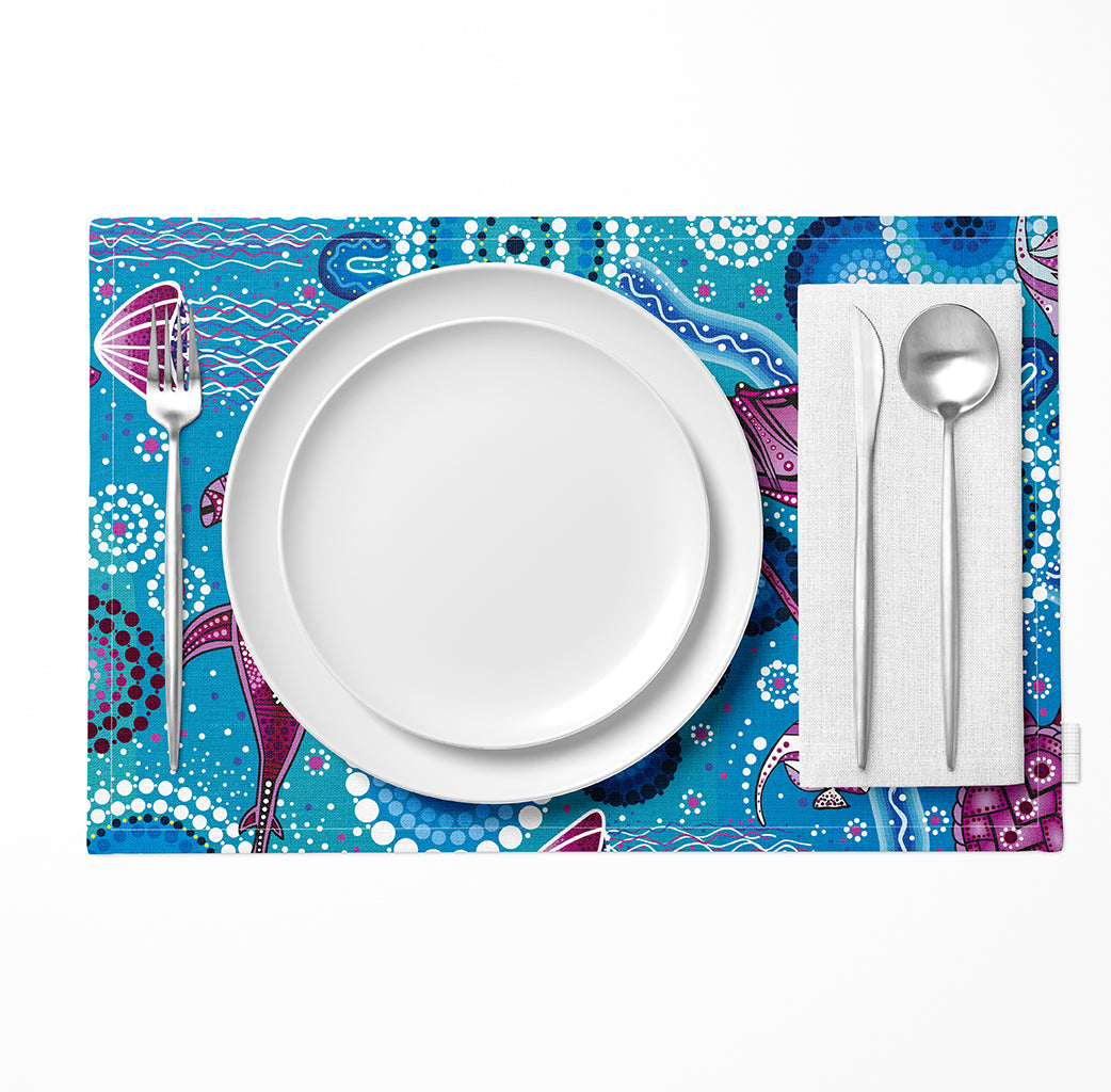 SEA BEAUTY - Linen Blend Placemats (6 Pack)