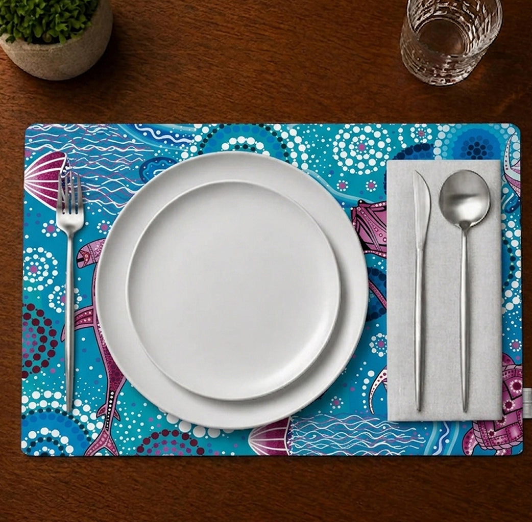 SEA BEAUTY - Linen Blend Placemats (6 Pack)