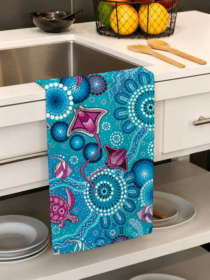 SEA BEAUTY - COTTON CREPE TEA TOWEL