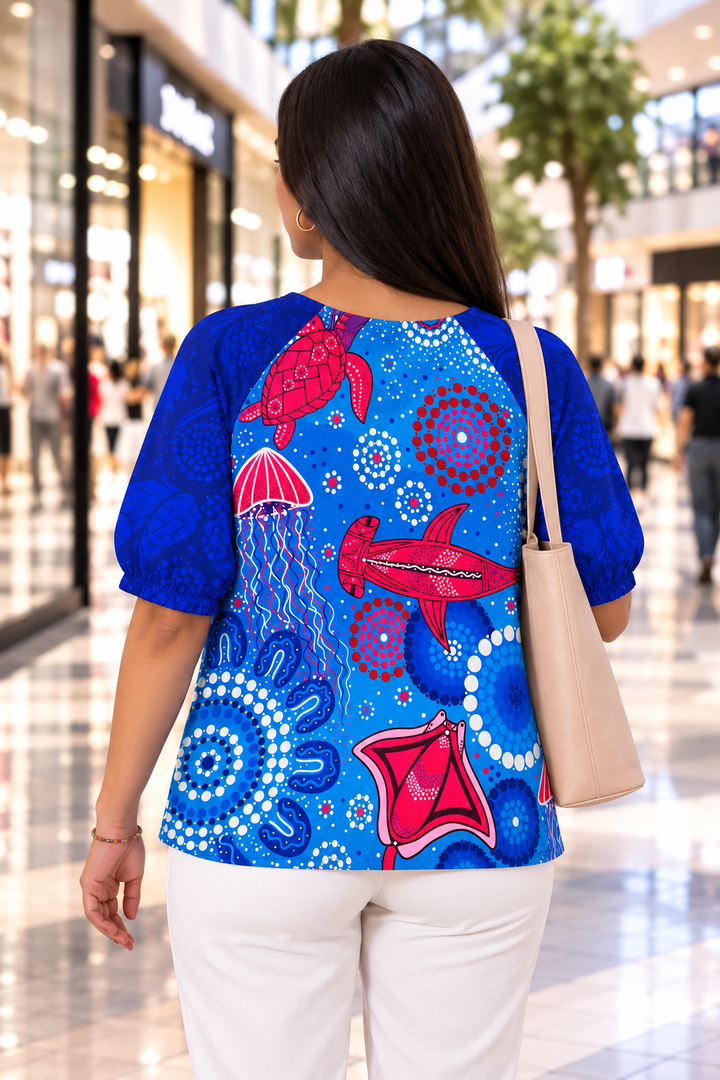 Sea Beauty - 3/4 Sleeve Blouse