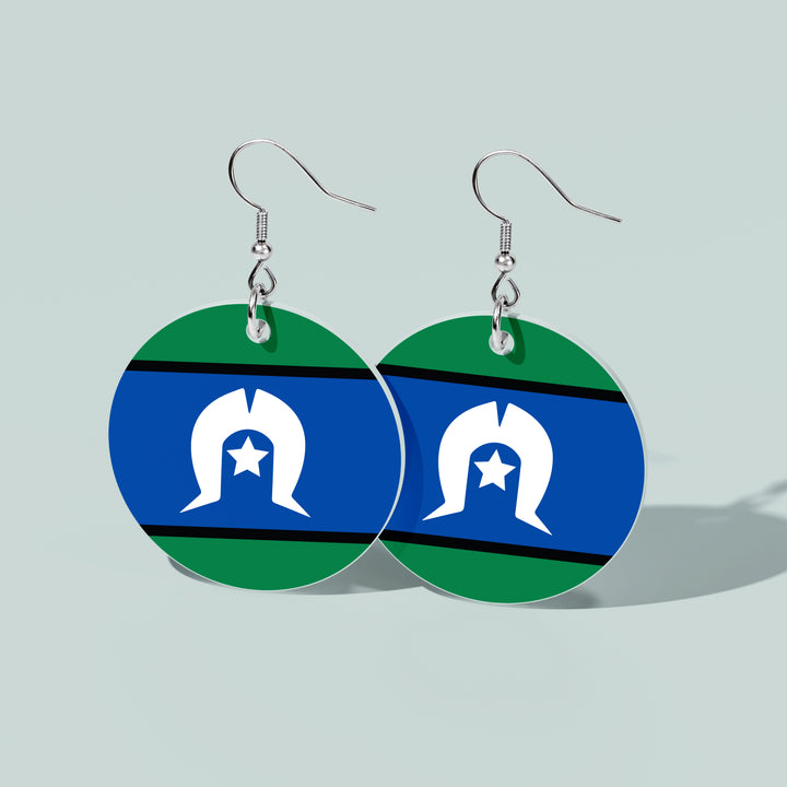 Torres Strait Islander Flag - Round Earrings