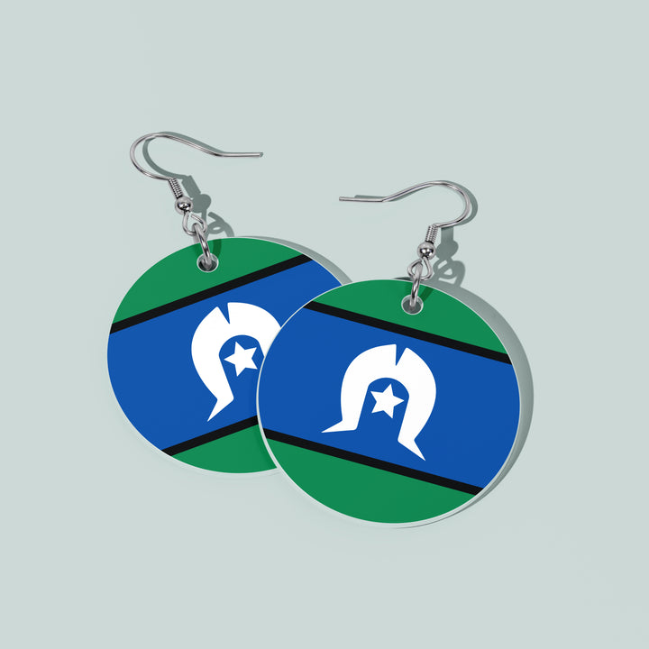 Torres Strait Islander Flag - Round Earrings
