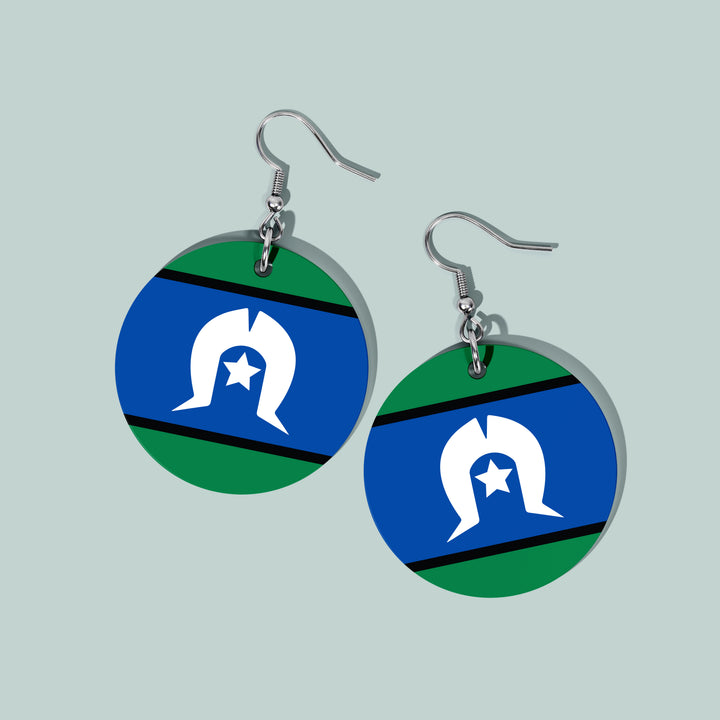 Torres Strait Islander Flag - Round Earrings
