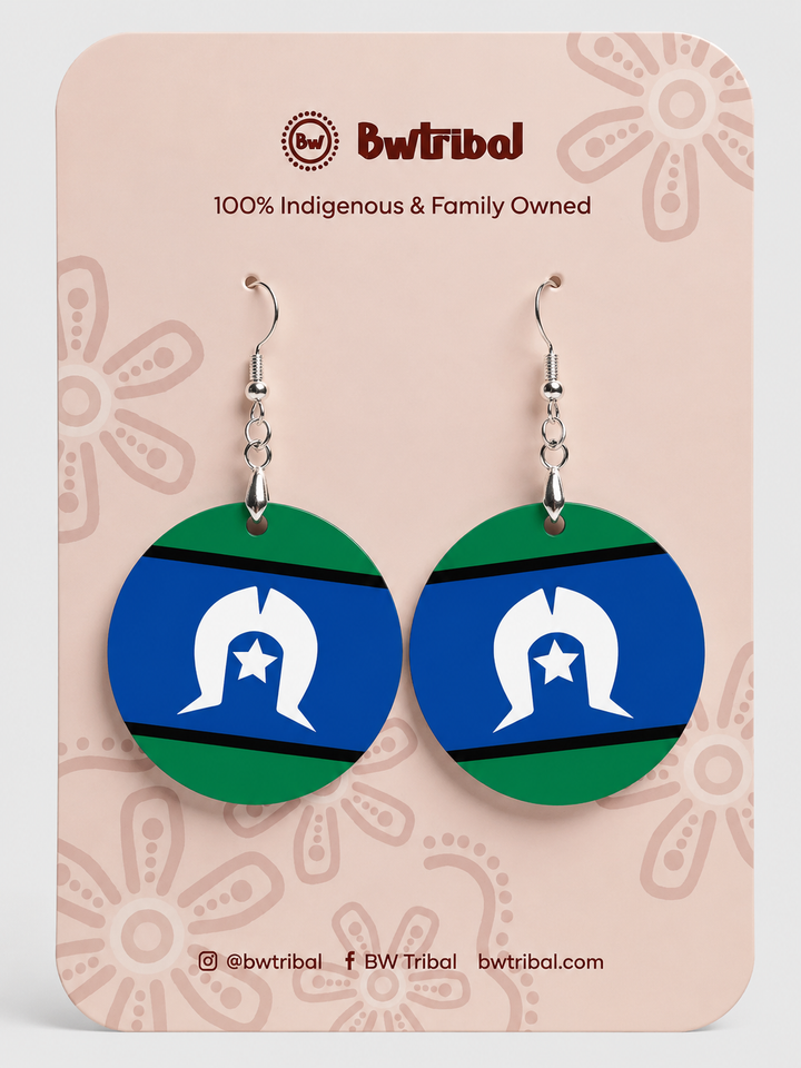 Torres Strait Islander Flag - Round Earrings