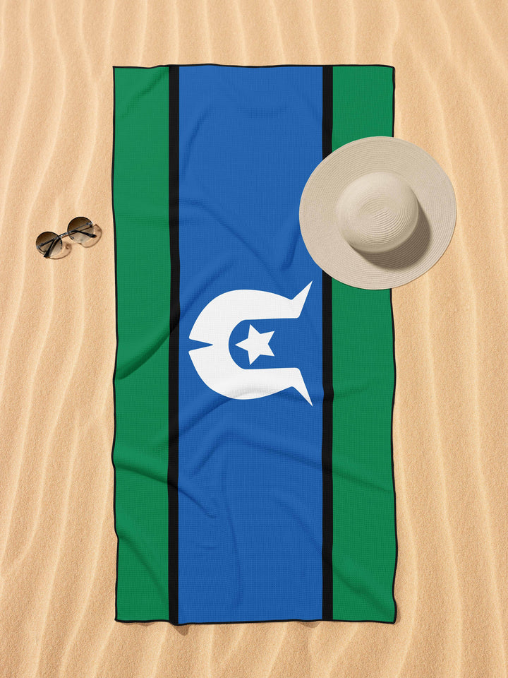 Torres Strait Islander Flag - Sand-Free Beach Towel